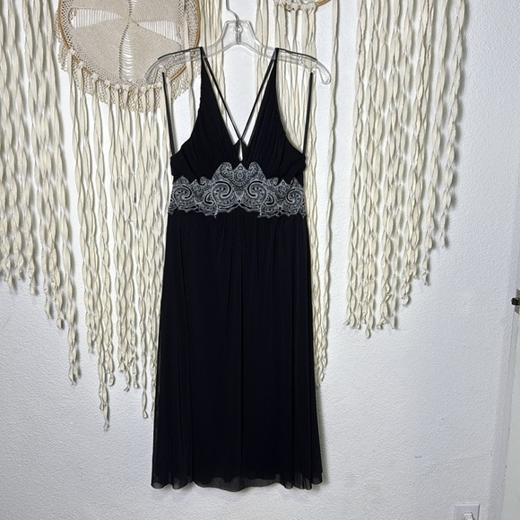 Y2K Vivienne Tam Black Mesh Below Knee Strappy Back Dress Waist Detail 1/small - Picture 10 of 12